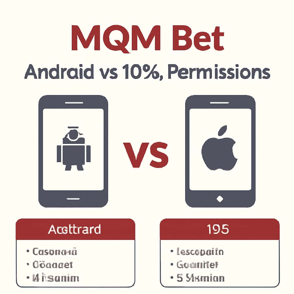 Diagram illustrating key permissions for MQM Bet on Android and iOS.