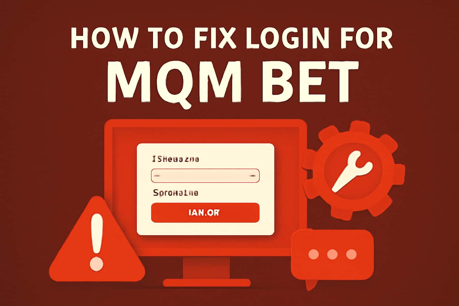 An informational visual representation of troubleshooting steps for the MQM Bet login.