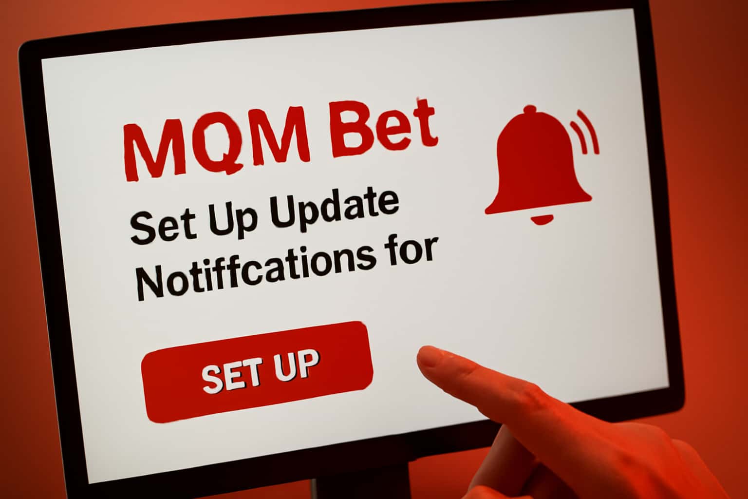 An informational graphic illustrating the setup of update notifications for MQM Bet.
