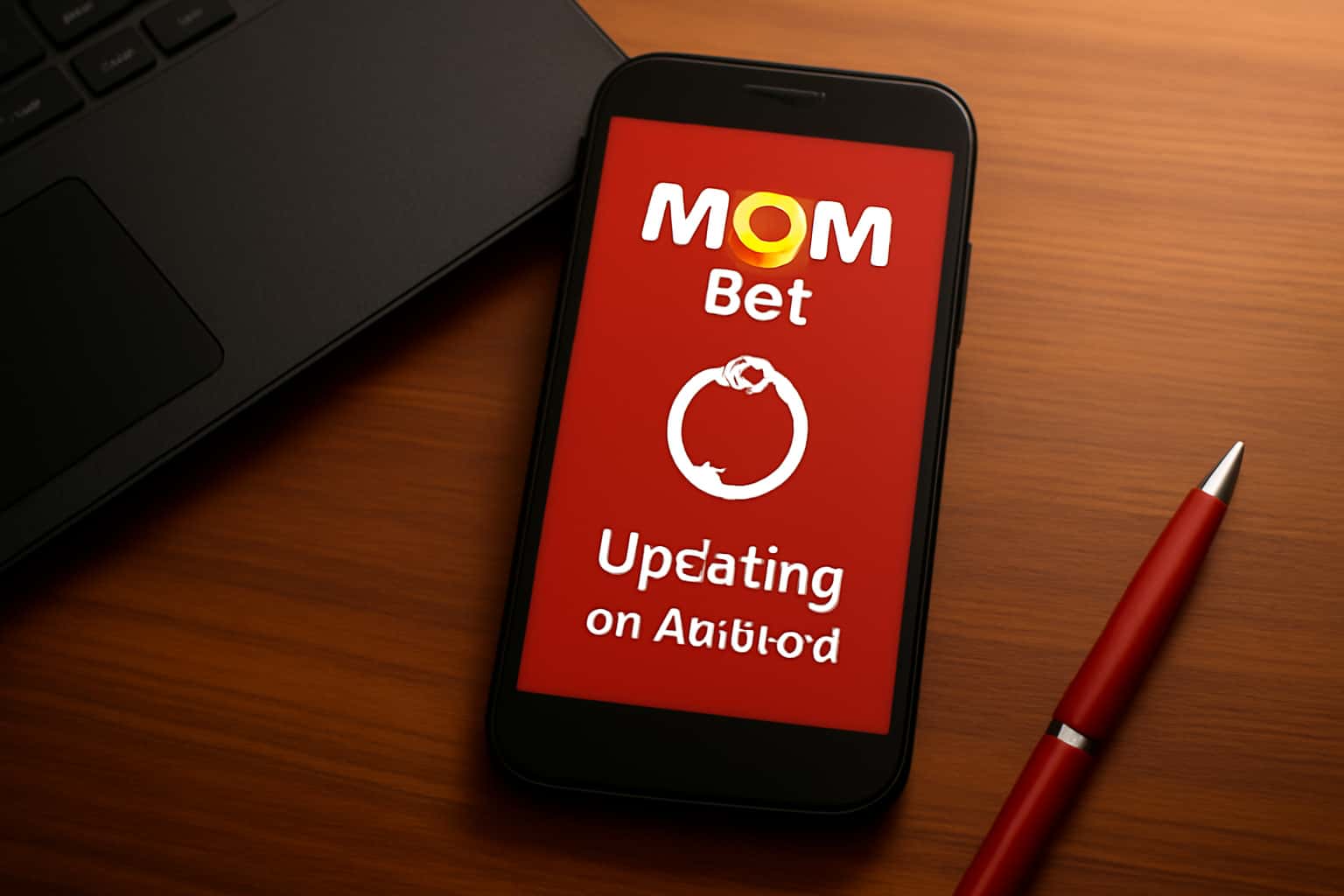 Visual representation of updating the MQM Bet app on an Android device.